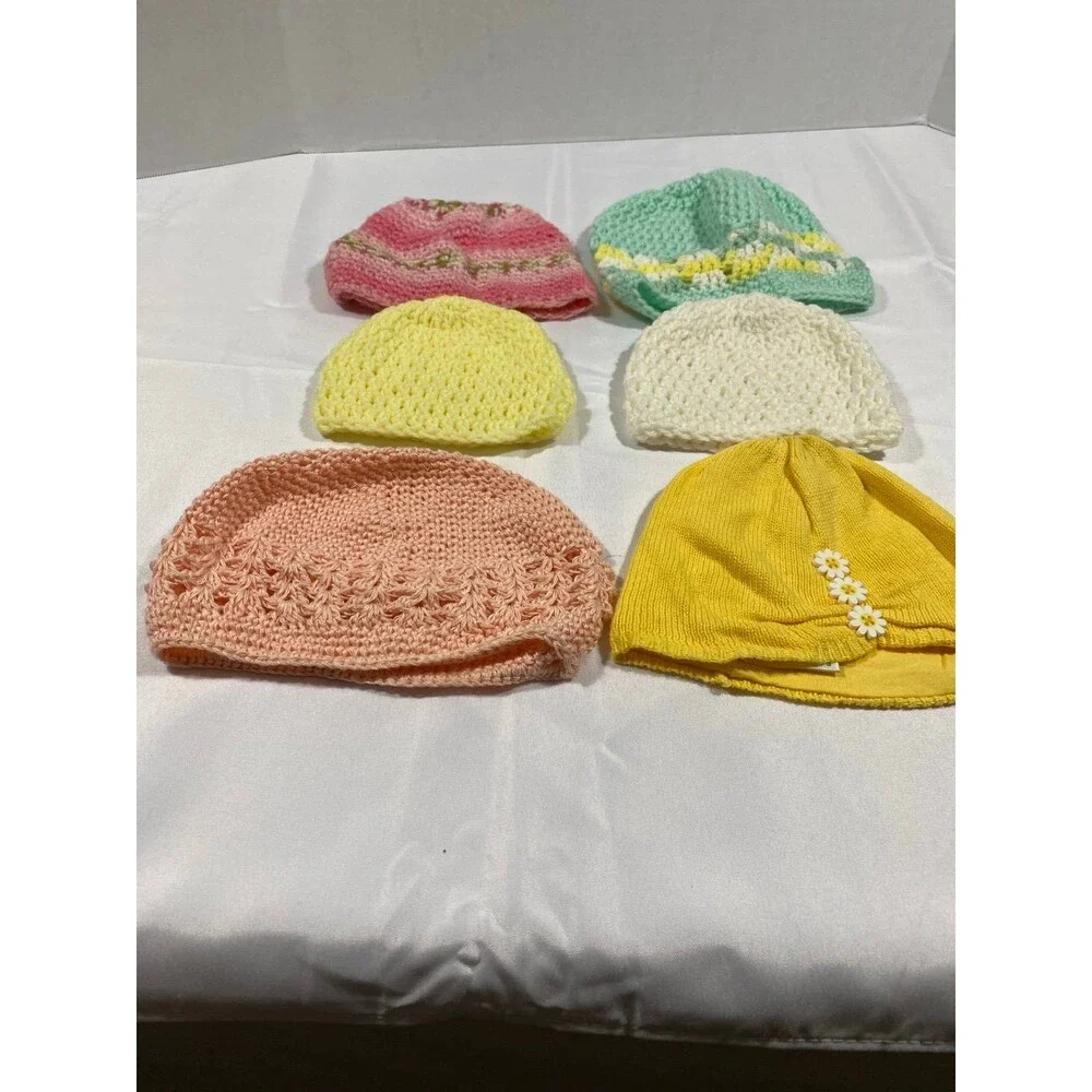 Infant headgear newborn bonnets toddler beanies unisex four hand knit